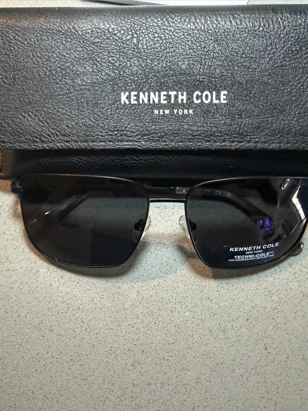 Kenneth Cole Men’s Black Square Metal Frame Sunglasses